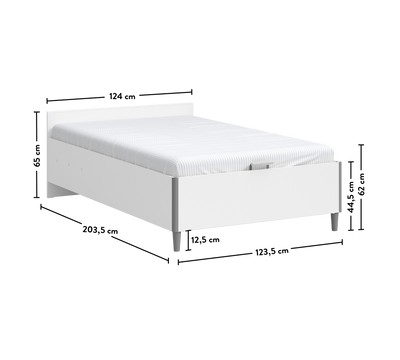 White Headless Bed With Base (120x200 cm)