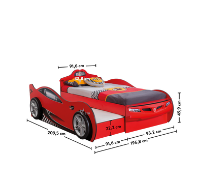 Race Cup Carbed (With Friend Bed) (Red) (90x190 - 90x180 cm)