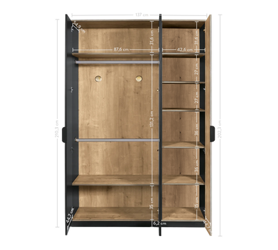 Black 3 Doors Wardrobe