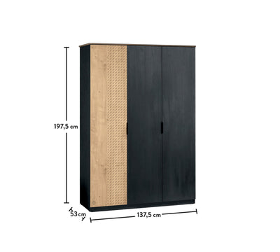 Black 3 Doors Line Wardrobe