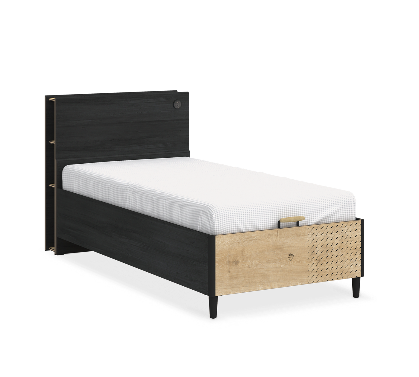 Black Headless Bed With Base