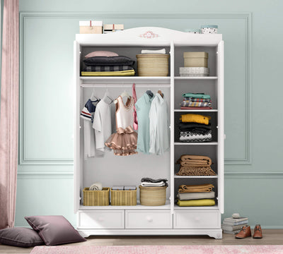 Rustic White Kleiderschrank mit 3 Türen