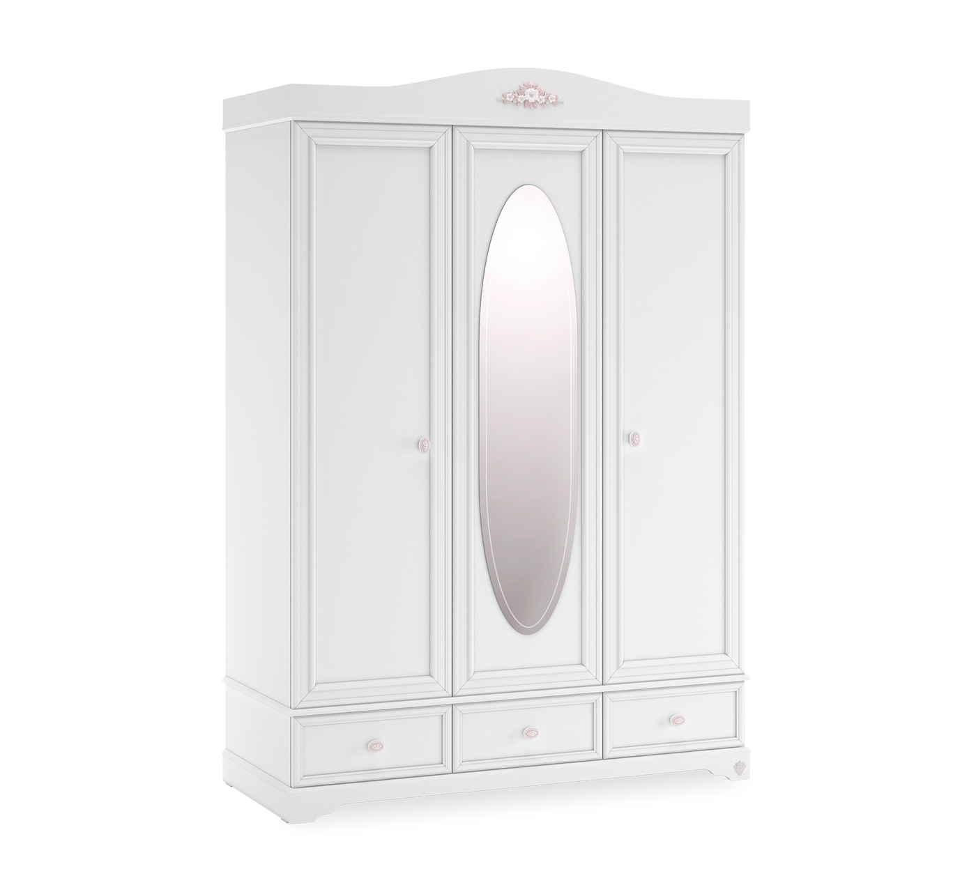 Rustic White 3 Doors Wardrobe