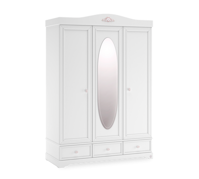 Rustic White 3 Doors Wardrobe