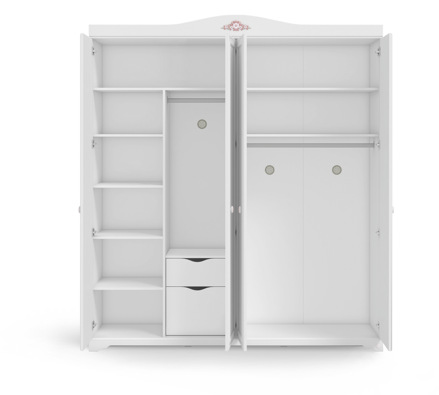 Rustic White 4 Doors Wardrobe