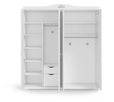 Rustic White 4 Doors Wardrobe