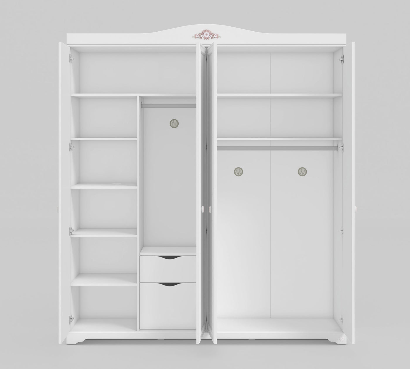 Rustic White 4 Doors Wardrobe