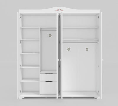 Rustic White 4 Doors Wardrobe