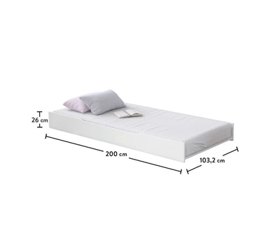 Rustic White Ausziehbett (100x200 cm)