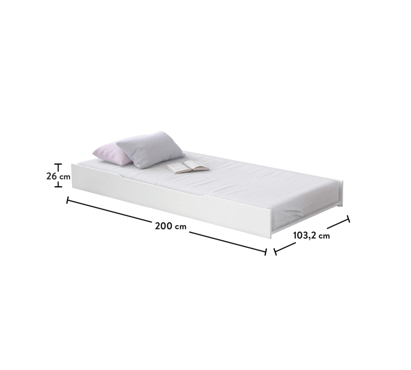RUSTIC WHITE, سرير سحاب (100X200 سم)
