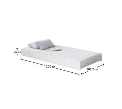 Rustic White Pull Out Bed (100x200 cm)