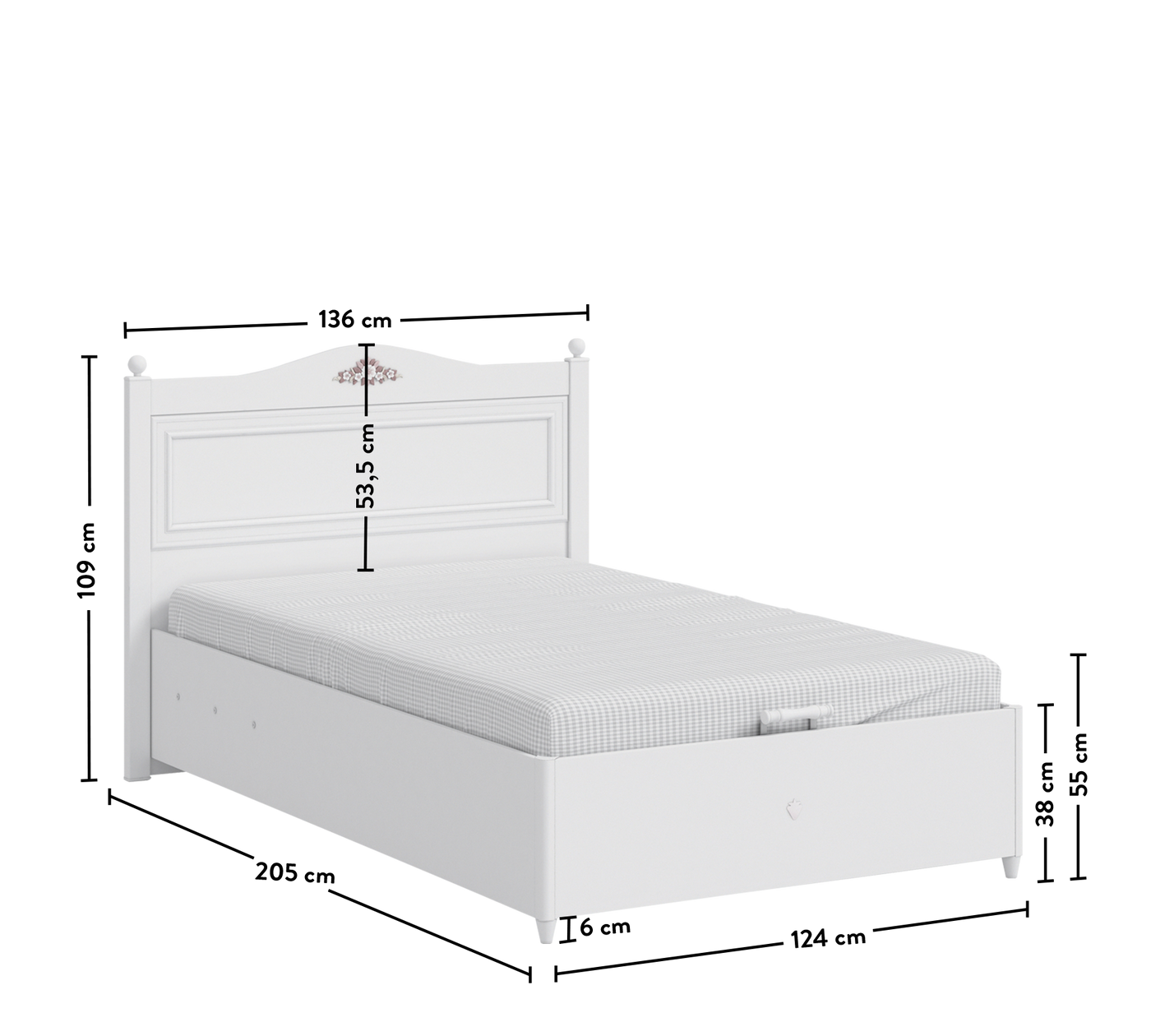 Rustic White Bed With Base