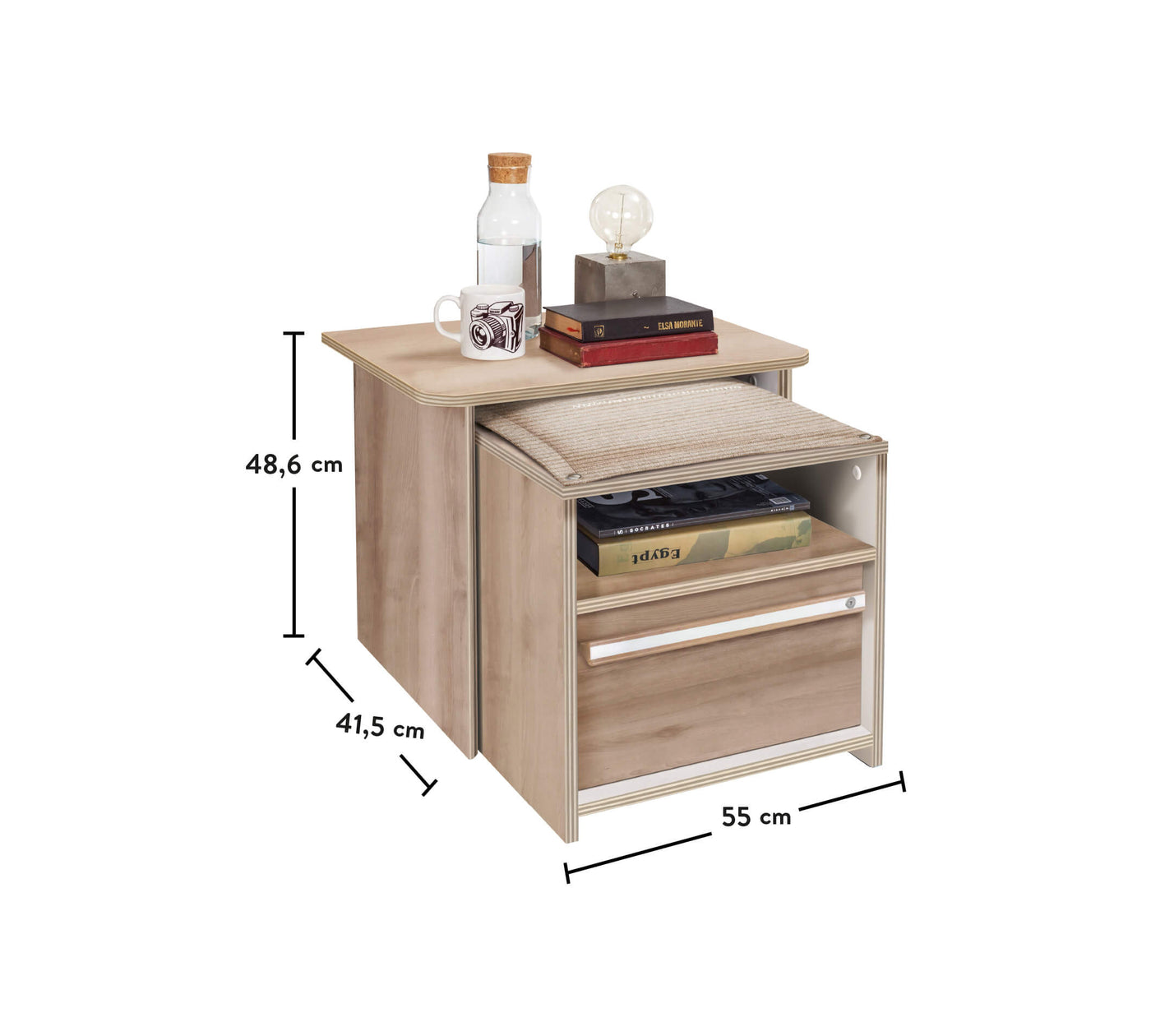 Duo Nightstand With Shelf