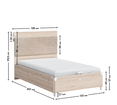 Duo Line Bett mit Stauraum (100x200 cm)