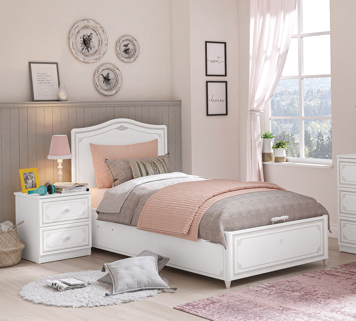 Selena Grey Bed With Base