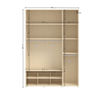 Montes Natural 3 Doors Wardrobe