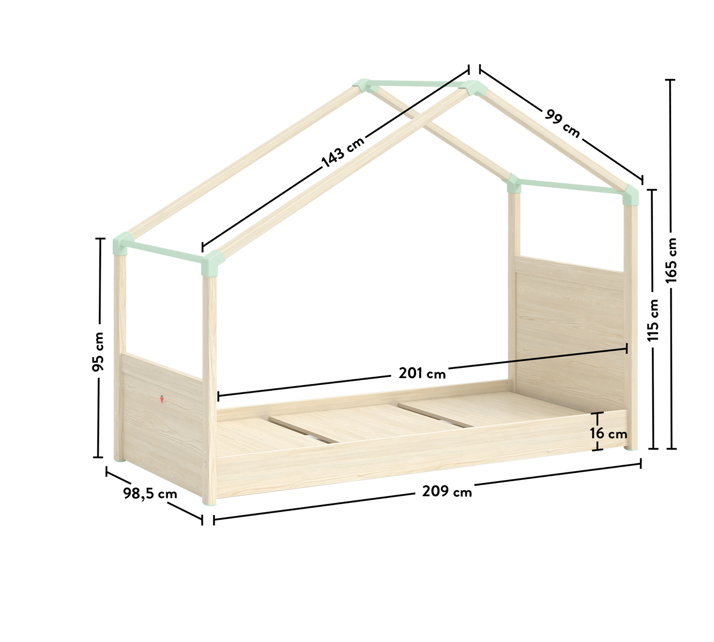 MONTES NATURAL, سرير بسقف جانبي (90X200 سم)