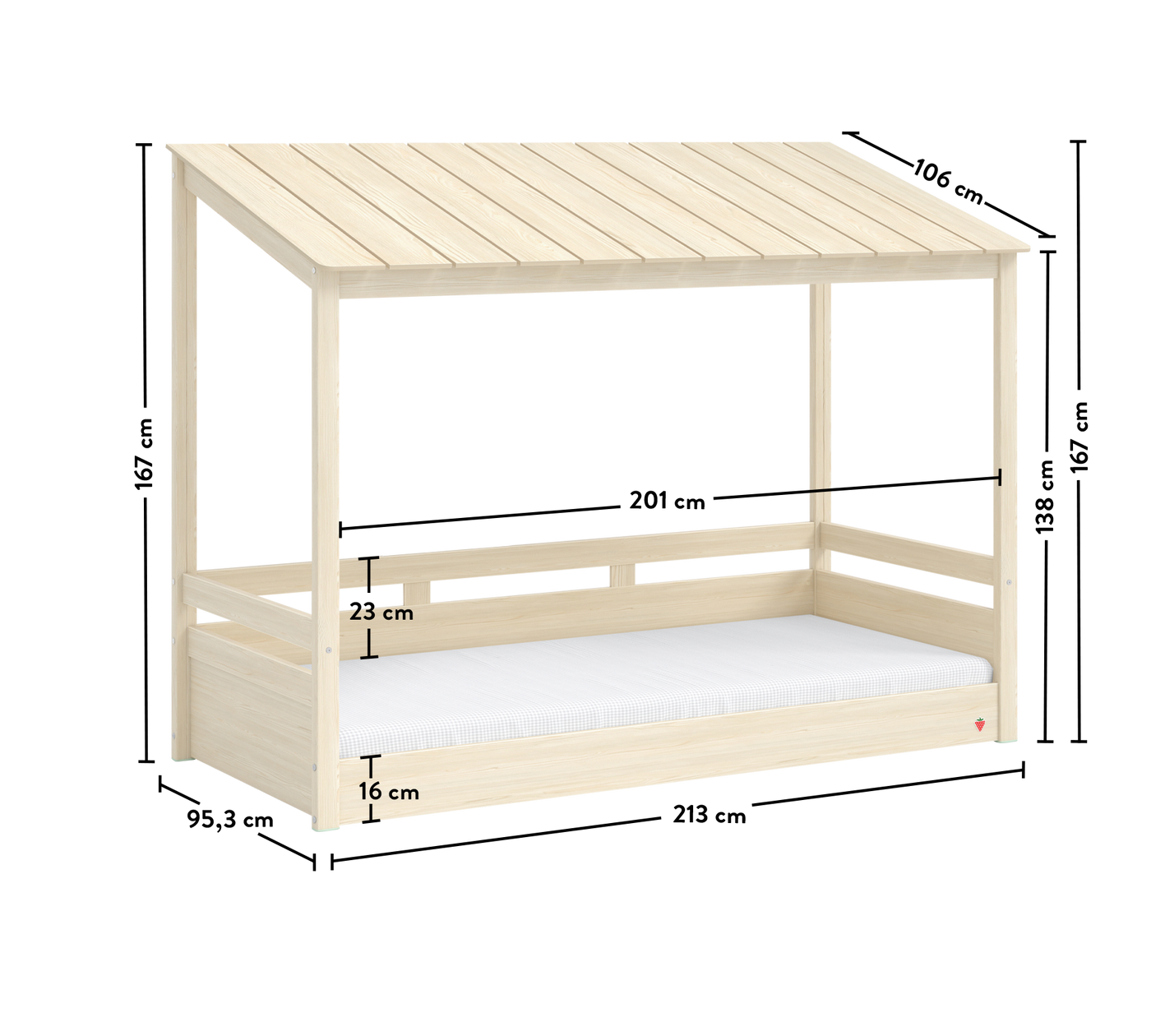 Montes Natural Bed With Wooden Roof