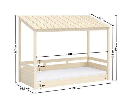 Montes Natural Bed With Wooden Roof