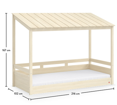 Montes Natural Bed With Wooden Roof