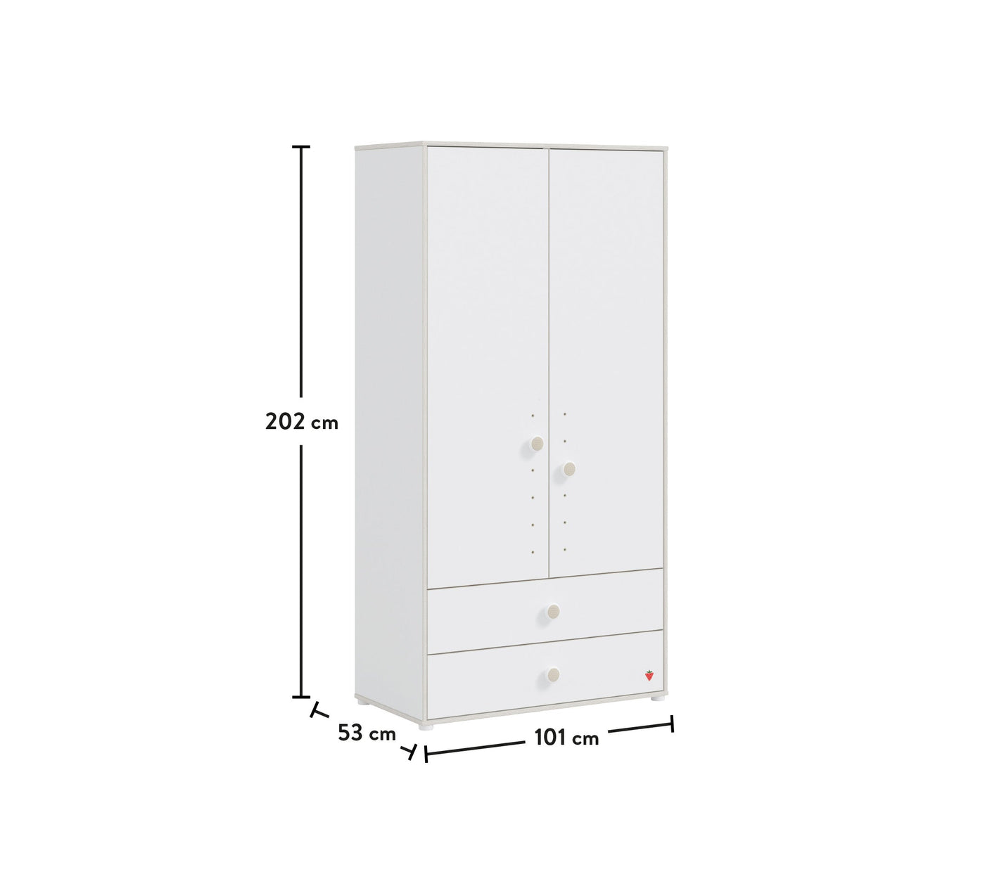 Montes White 2 Doors Wardrobe