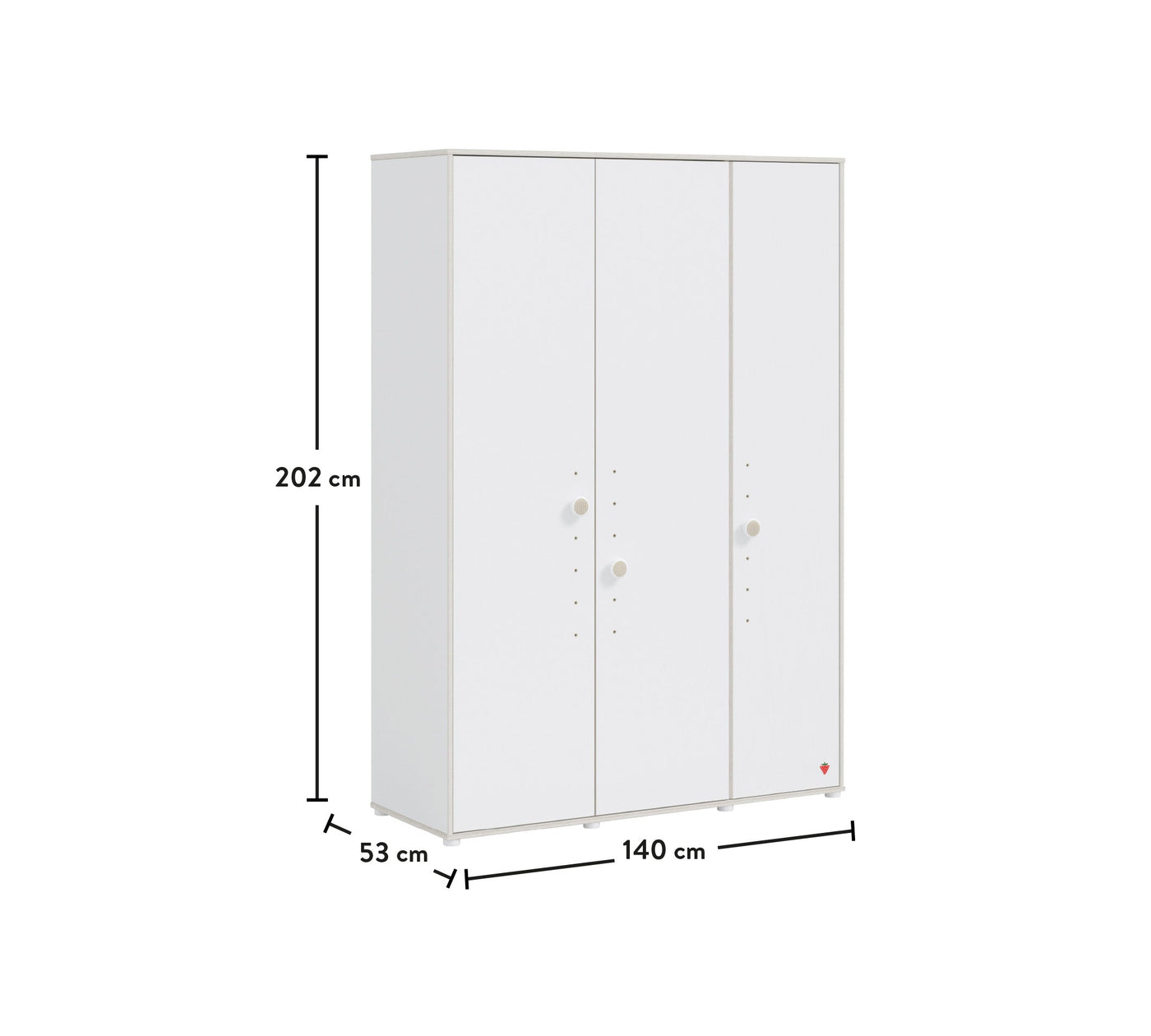 Montes White 3 Doors Wardrobe