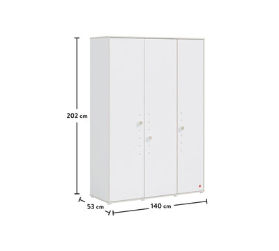 Montes White 3 Doors Wardrobe