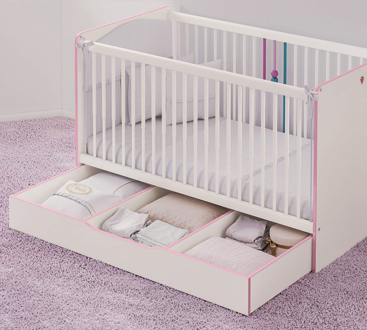Princess Baby Bed Pull-out Drawer (70x140 cm)
