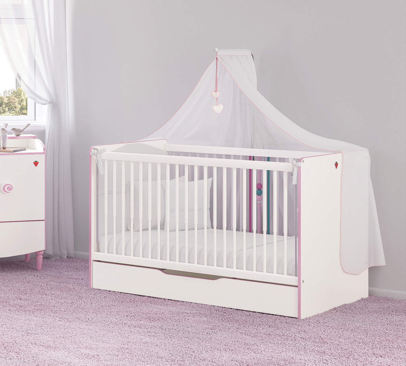 Princess Baby Bed Pull-out Drawer (70x140 cm)