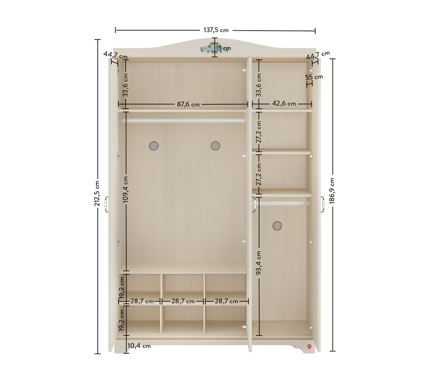 Flora (New) 3 Doors Wardrobe