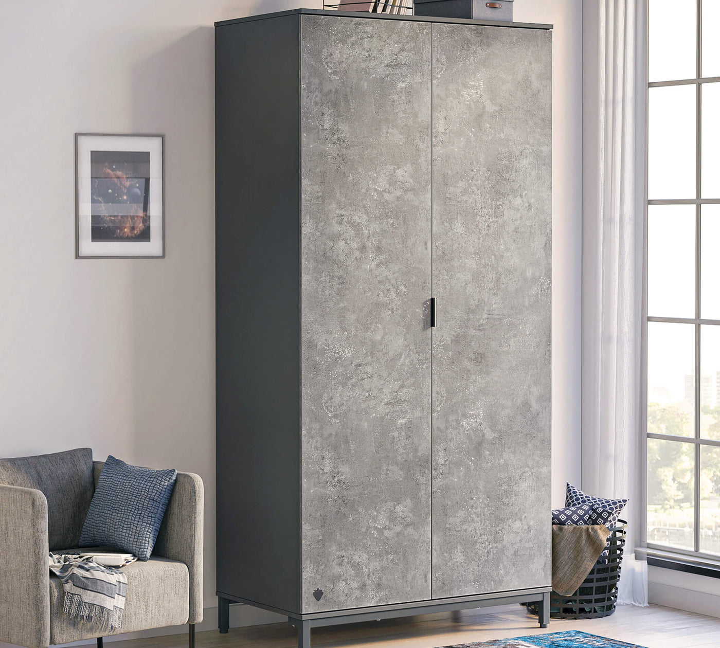 Space Gray خزانة ببابين