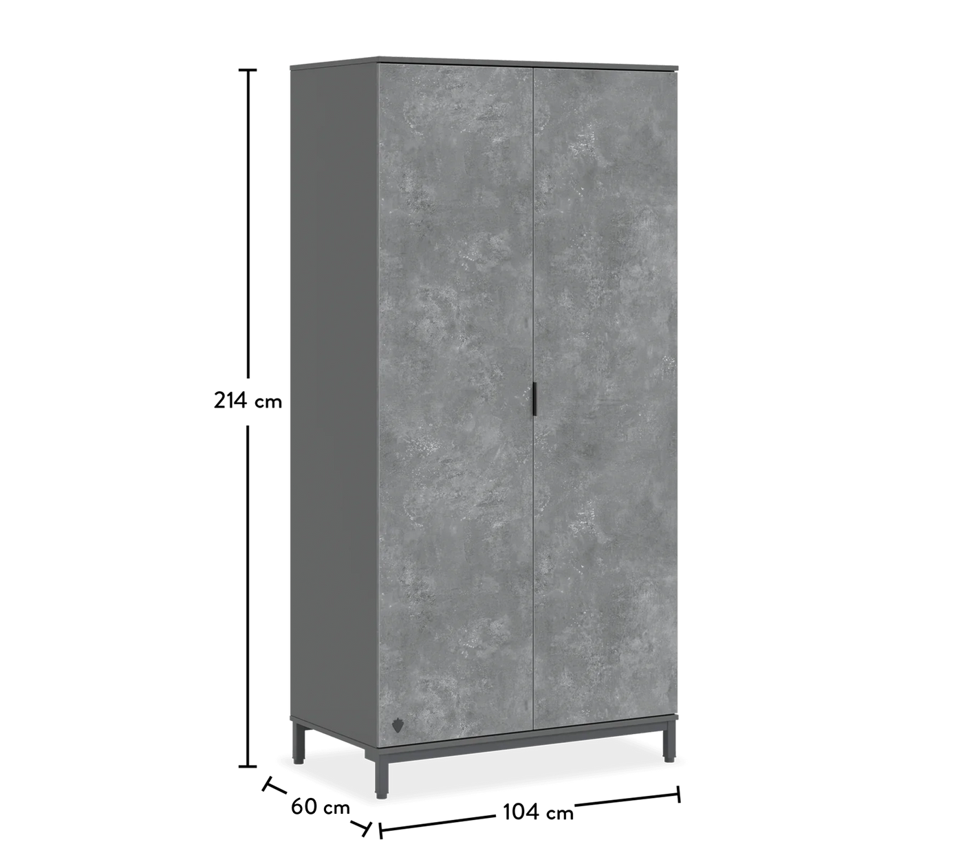 Space Gray 2 Doors Wardrobe