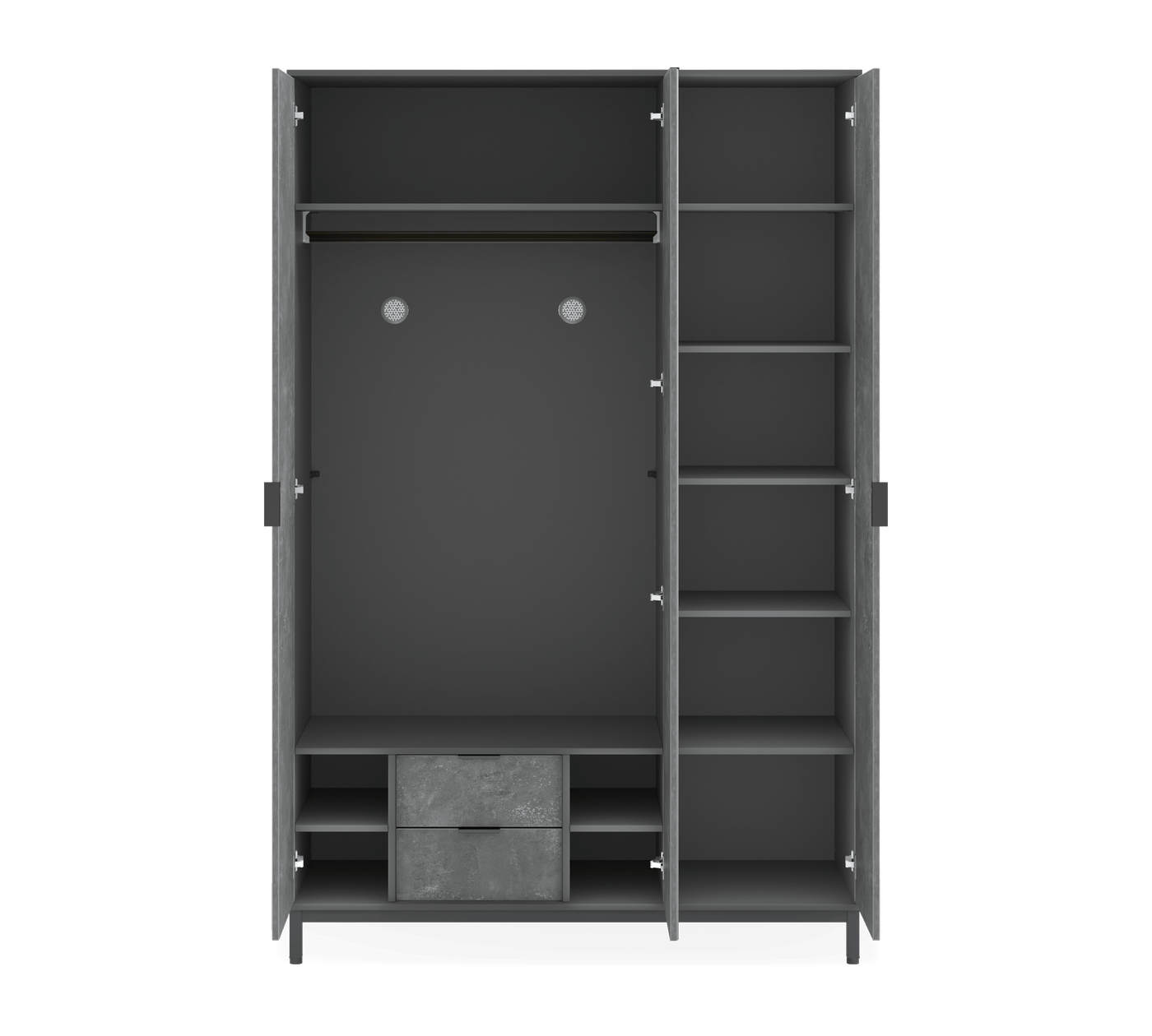 Space Gray 3 Doors Wardrobe