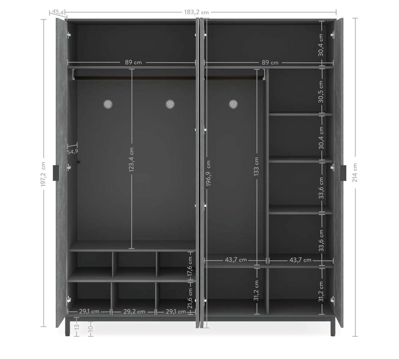 Space Gray 2 Türen Kleiderschrank