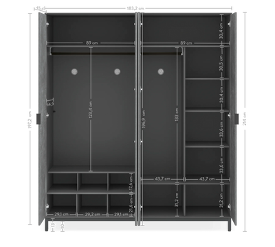 Space Gray 2 Türen Kleiderschrank