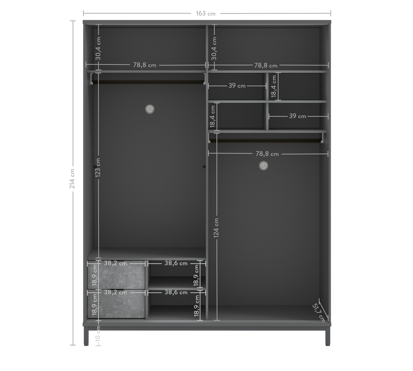 Space Gray Sliding Wardrobe