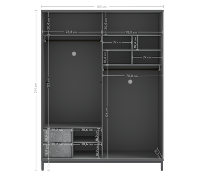 Space Gray Sliding Wardrobe