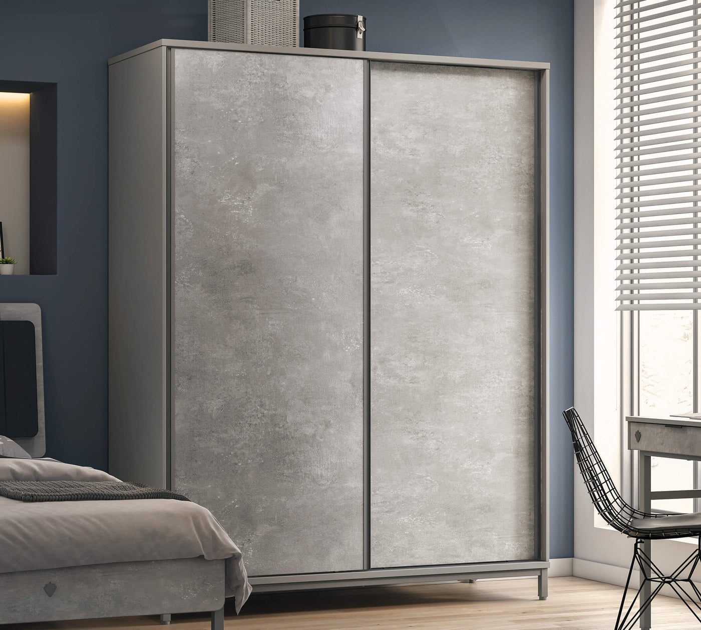 Space Gray Sliding Wardrobe