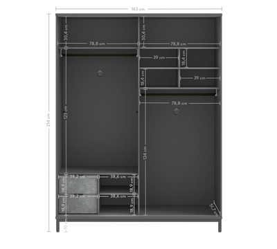 Space Gray Sliding Wardrobe