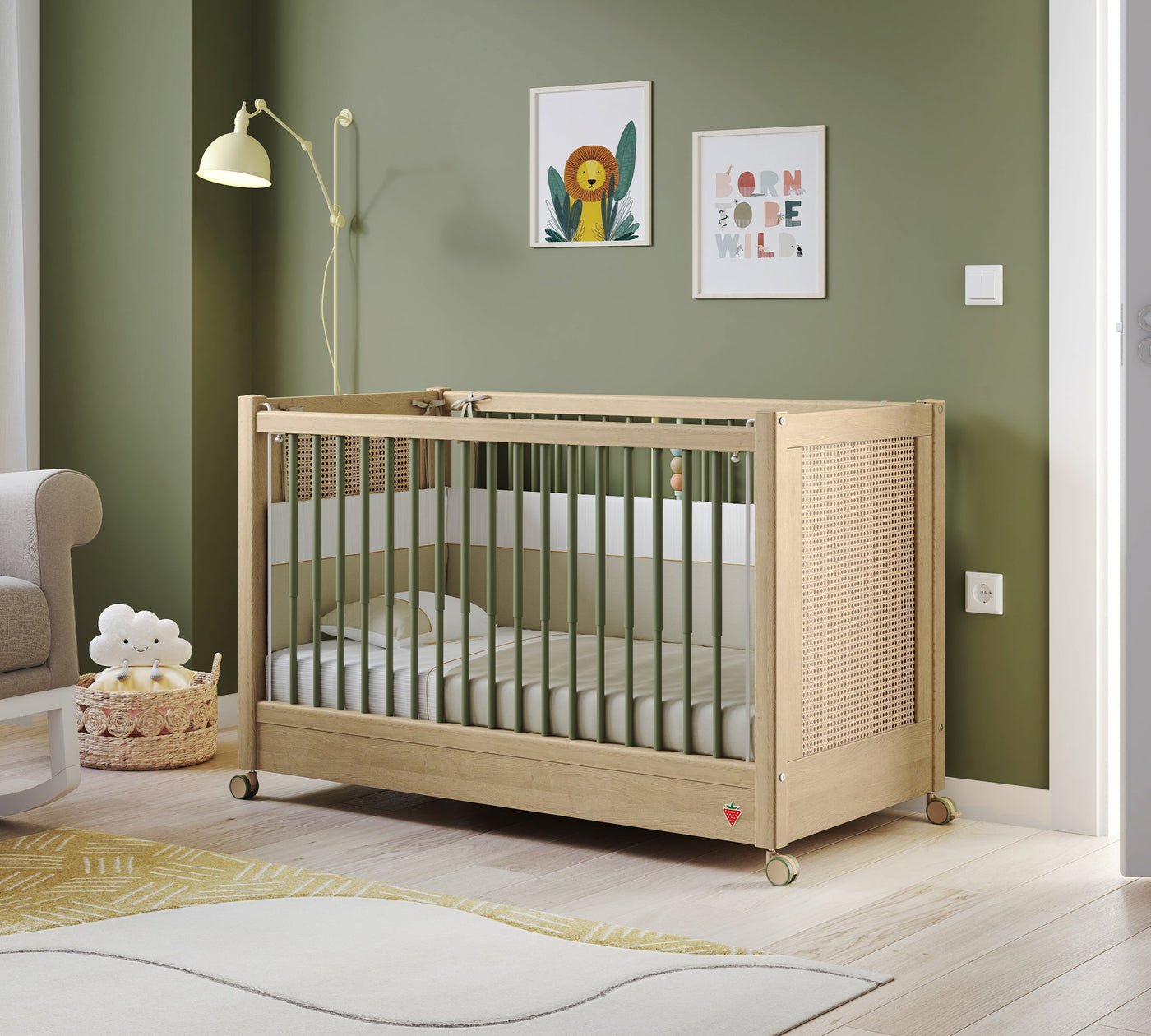 Baby Loof With Wheel Baby Bed Oak (60x120 cm)