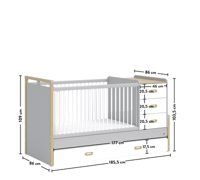 Mino Baby Convertible Baby Bed (80x180 cm)
