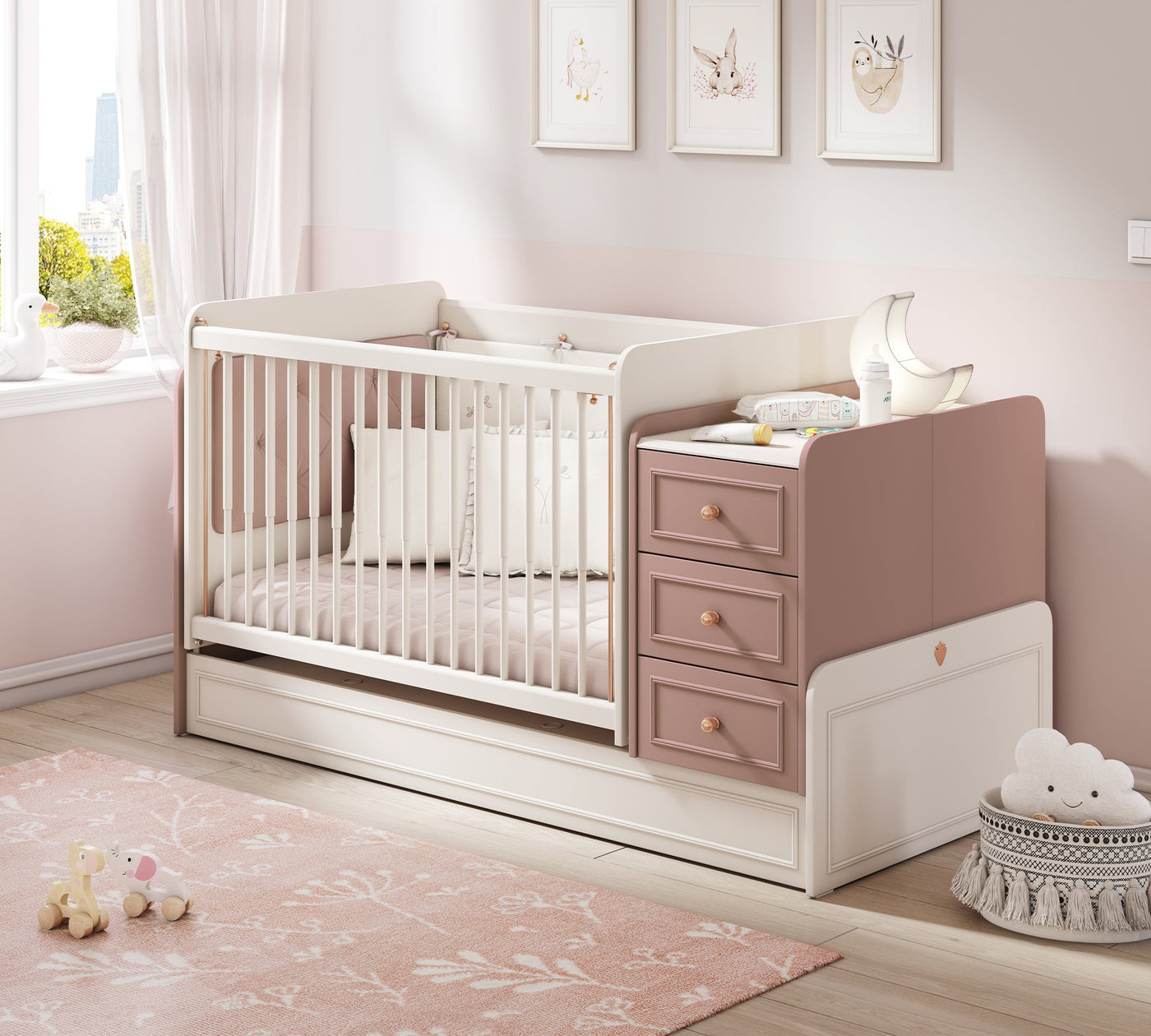 Baby Elegance Swinging-convertible Baby Bed (70x115-70x160 cm)