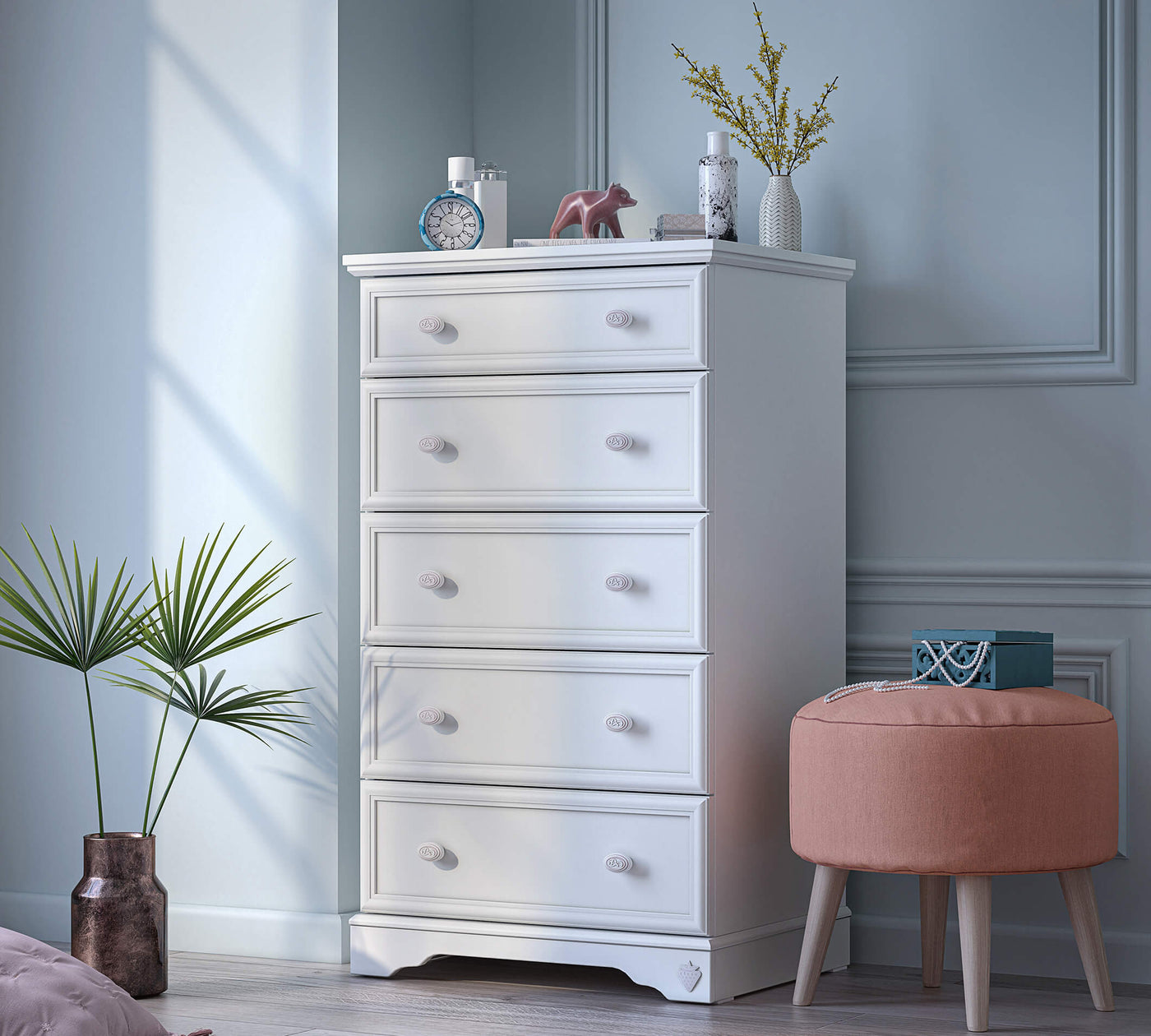 Rustic White Tall Dresser